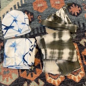 Tie dye shibori swaddles with hats matching sets